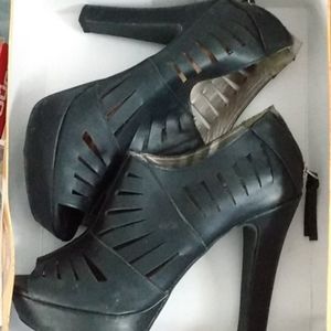 Black Platform Cut Out Shoes
